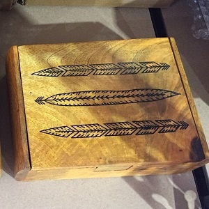 Homeware Wooden Box Feather Etching